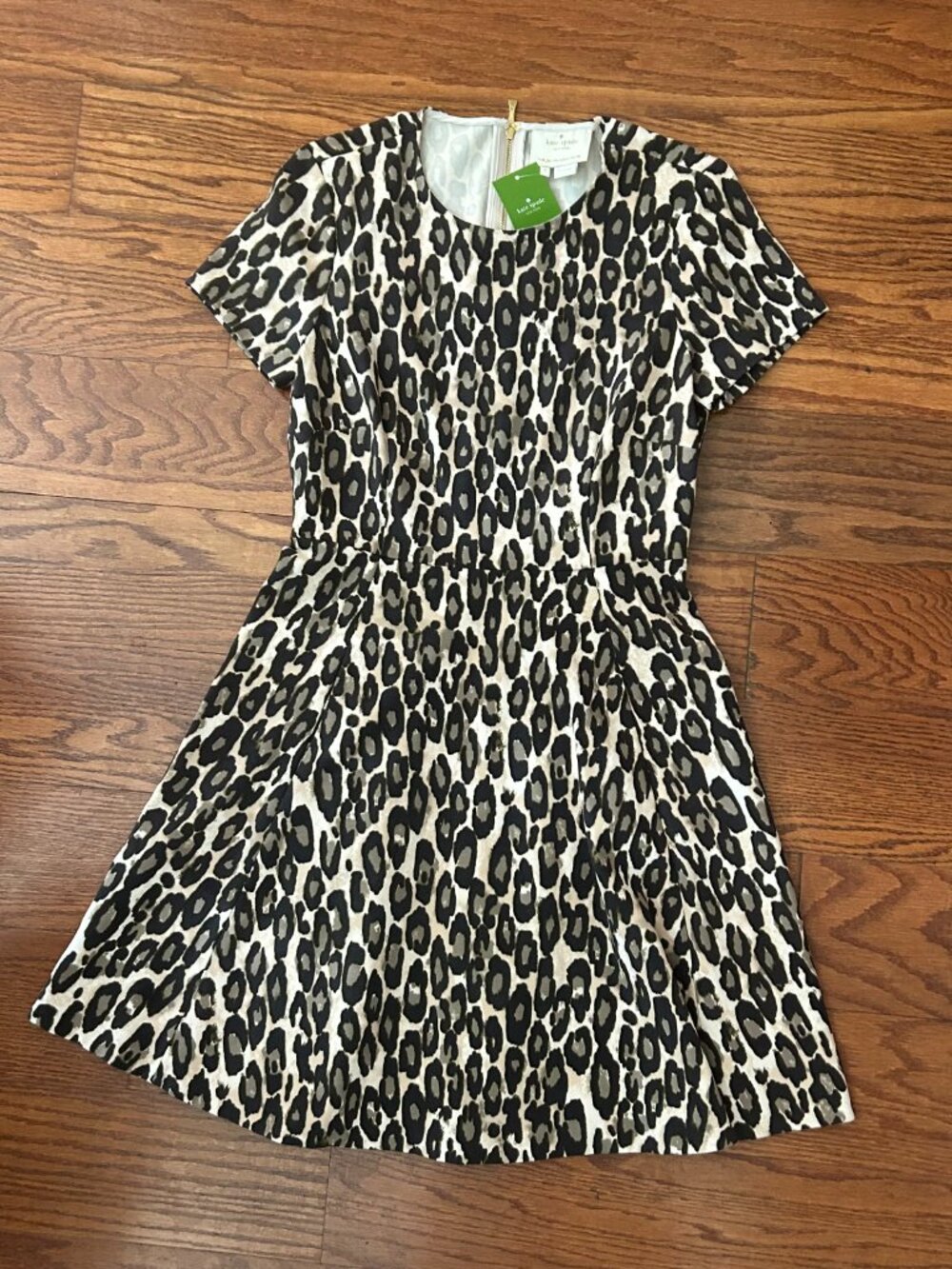 NWT Kate Spade New York Autumn Leopard Fit-and-Flare Dress Classic Beige Size 6 - Picture 14 of 15